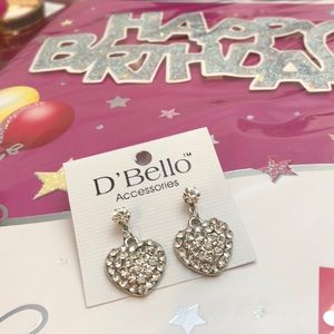 New Crystal Heart Pierced Earrings.. Georgous!